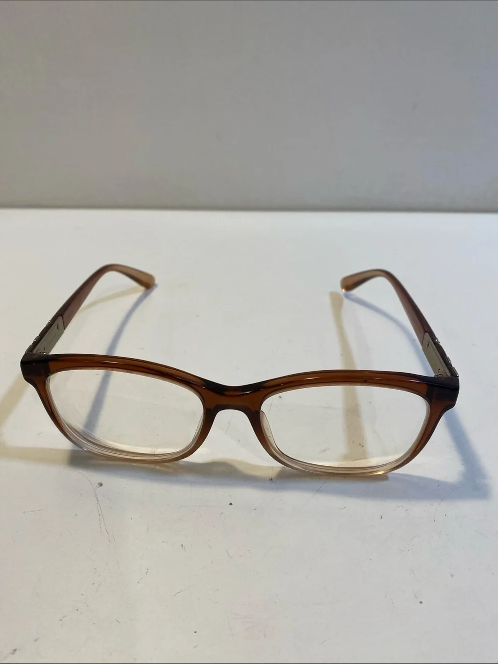 BURBERRY Brown Rectangular  Glasses with Metallic Accent